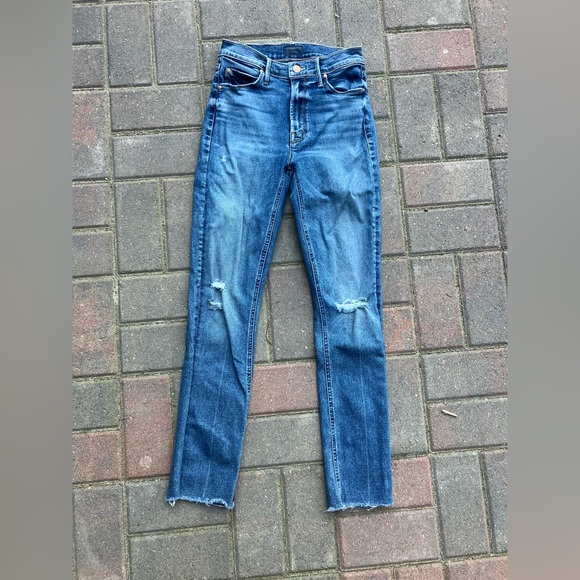 MOTHER The Mid Rise Dazzler Ankle Fray Medium Wash Denim - Picture 3 of 10